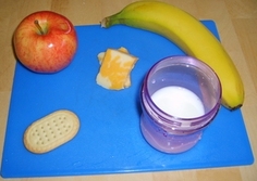 apple, banana, milk, cheese, cookie