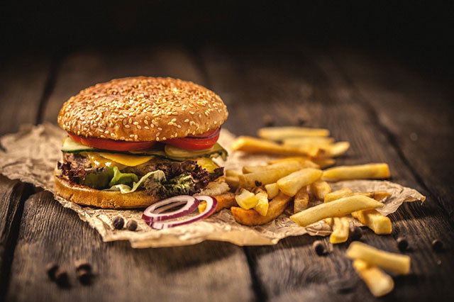 hamburger and French fries