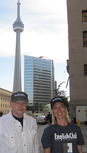 Josef and Tara on Front Street near the CN Tower