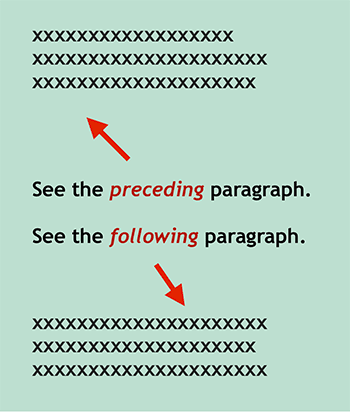 preceding / following