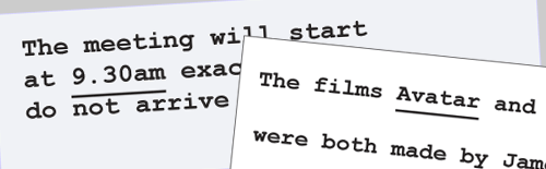 underline for emphasis and titles in typewriting